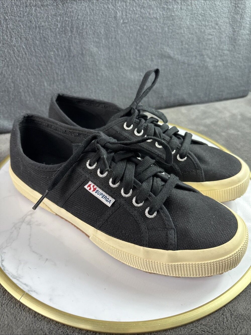 Superga 2750 COTU Classic Black Sneaker Shoes Womens Sz 9.5 Canvas Low Top